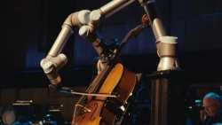  Now, robots can play cellos with orchestras. The sound you hear is its creator's point whistling above his head.